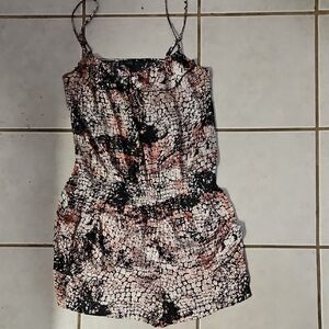 Better B. Silky Black and Pink Floral Romper